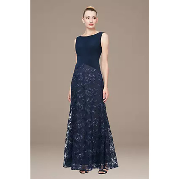 Alex Evenings Dresses & Skirts - Alex Evenings Sleeveless Gown 12 Embroidered Lace Skirt 81171030 Mother Wedding